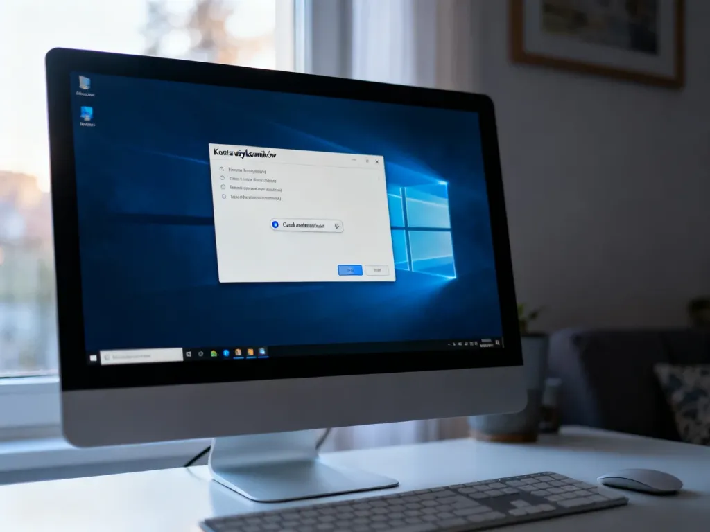 Ekran komputera z otwartym oknem ustawień kont użytkowników systemu Windows 10, prezentujący opcję usunięcia administratora.