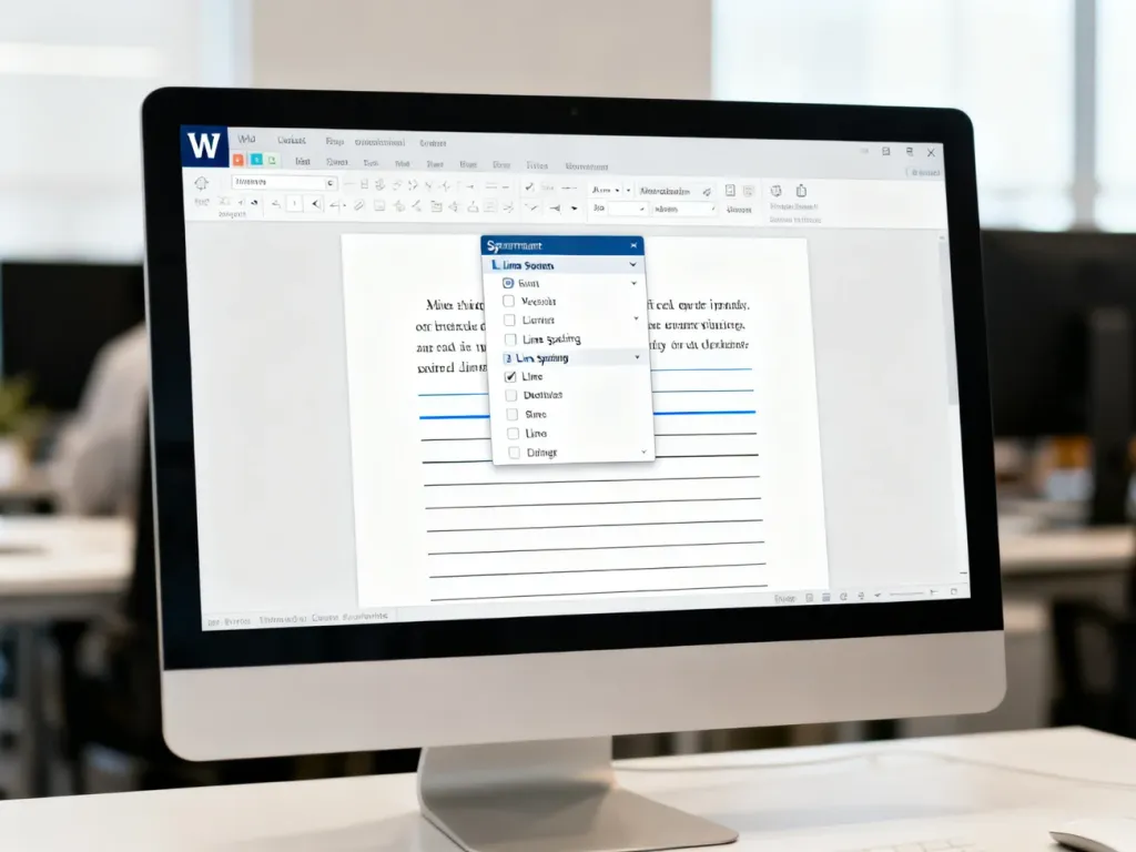 Menu formatowania akapitu w programie Microsoft Word z zaznaczonymi opcjami zmniejszania odstępów między wierszami.