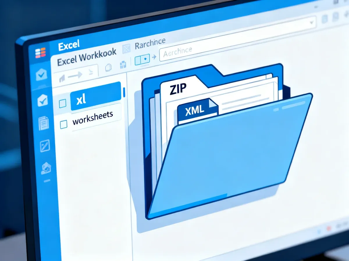 ZIP archive structure containing Excel worksheet XML files