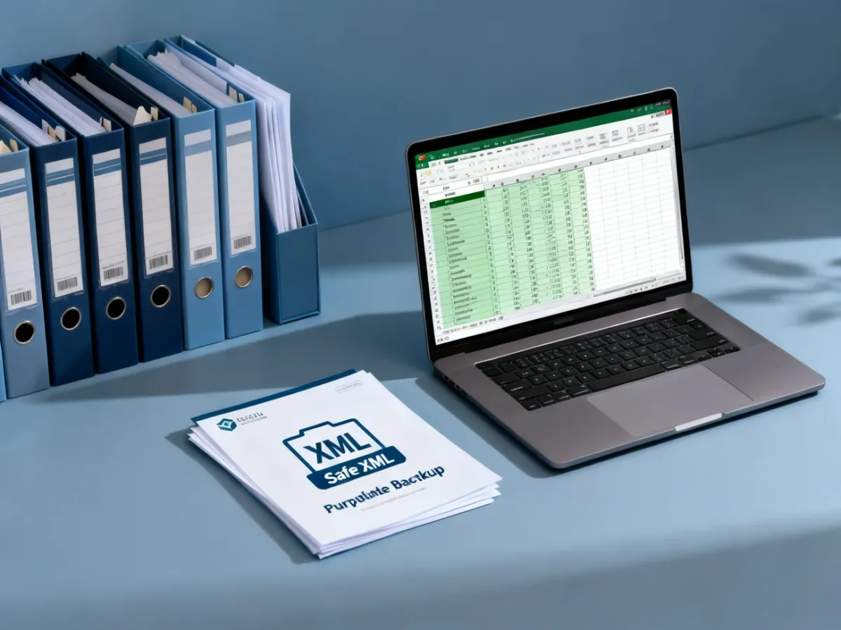Workspace prepared for safely editing and backing up an Excel file