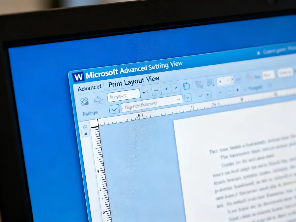 Microsoft Word z widoczną linijką pionową przy dokumencie