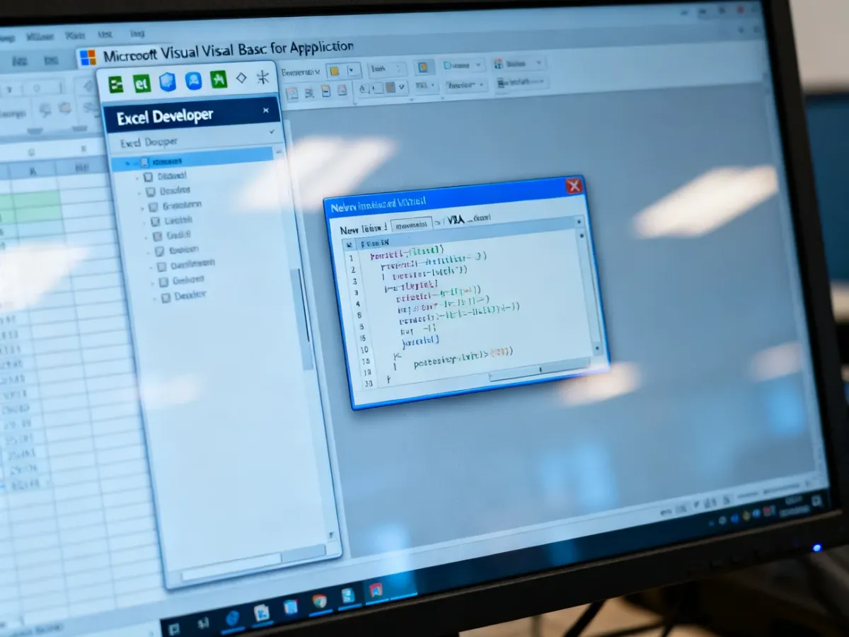 Edytor VBA otwarty obok arkusza Excel podczas tworzenia własnej funkcji